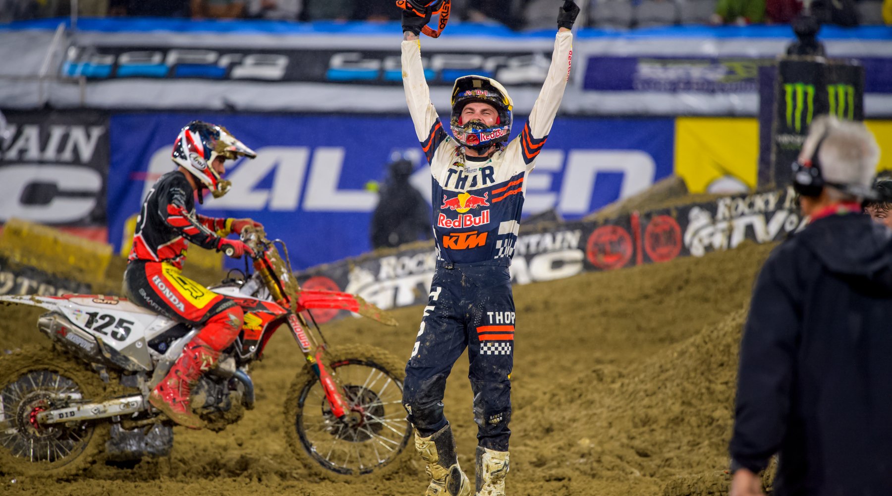 Aaron Plessinger celebrates