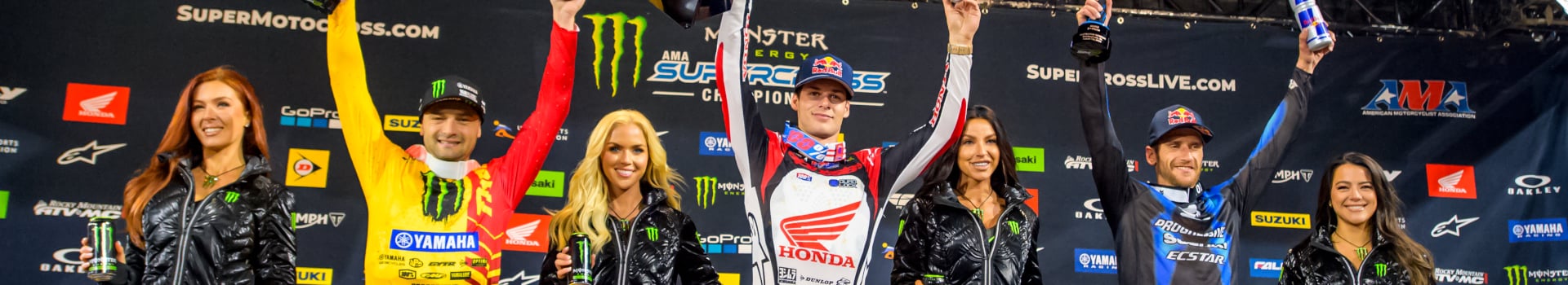 Monster Energy Supercross podium celebration